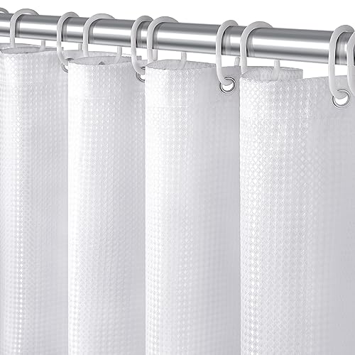 ecooe Waffel Duschvorhang Schnelltrocknend Textil aus Polyester Stoff Duschvorhänge wasserabweisend Anti Schimmel und Waschbar, 180 x 200 cm mit 12 Ringe Badvorhang für Badezimmer Badewanne und Dusche