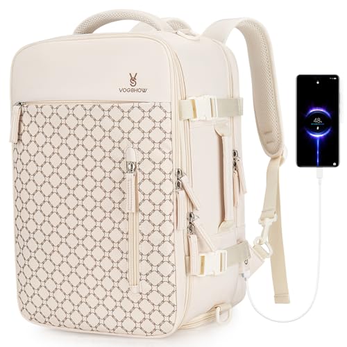 VS VOGSHOW 30L Carry On Travel Backpack Flight Approved Personal Item Bag 17 Inch Laptop Backpack with Shoe Compartment and USB Port