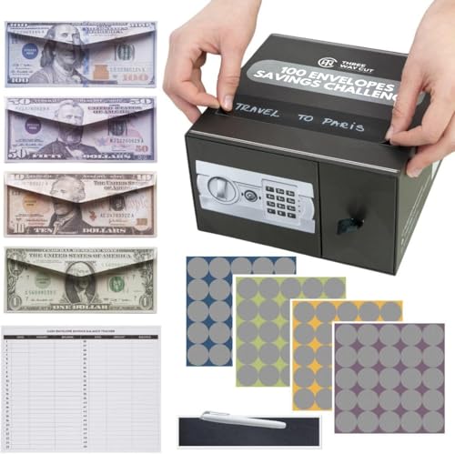 100 Envelopes Money Saving Challenge - Save 5050 Dollars In 100 Days Premium Kit, 100 Cash Envelopes & Organizer Box Set, Trendy Tiktok & Youtube 5050 Bucks Savings Challenge, Fun Gift Ideas