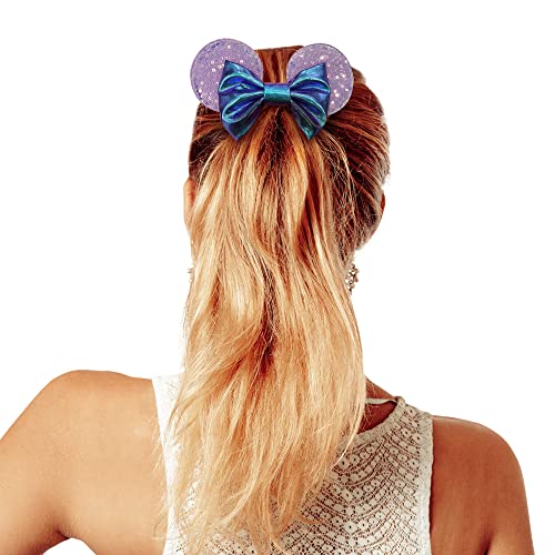 Styla Hair 2Pk Mouse Ear Scrunchies For Kids Velvet Hair Bow Scrunchies For Women - Sparkle Sequins Mouse Hair Bands For Pony Tail Minnie Ears (Purple Mermaid) #TOP2