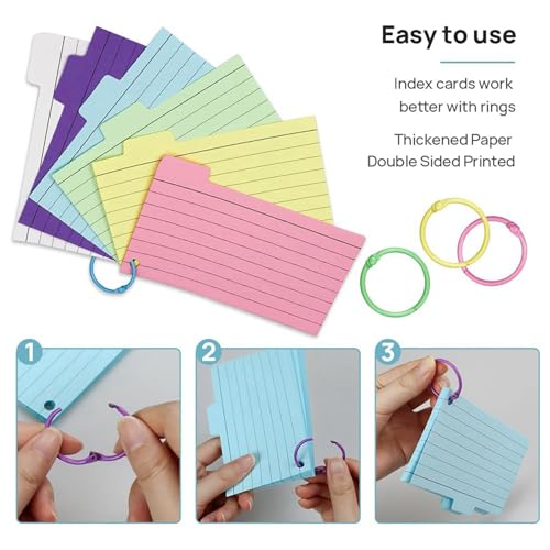 Tarjetas de índice rayadas con anillo para memorizar apuntes sin perder tus notas de doble cara 6