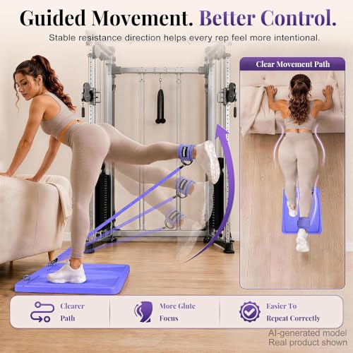 Image of Glute Workout Equipment, Ankle Resistance Bands with Cuffs & Fabric Bands Set for Women, Exercise Board for Kickbacks,Glutes, Hip Thrusts, Thighs & Legs Workout,Portable Home Gym Fitness