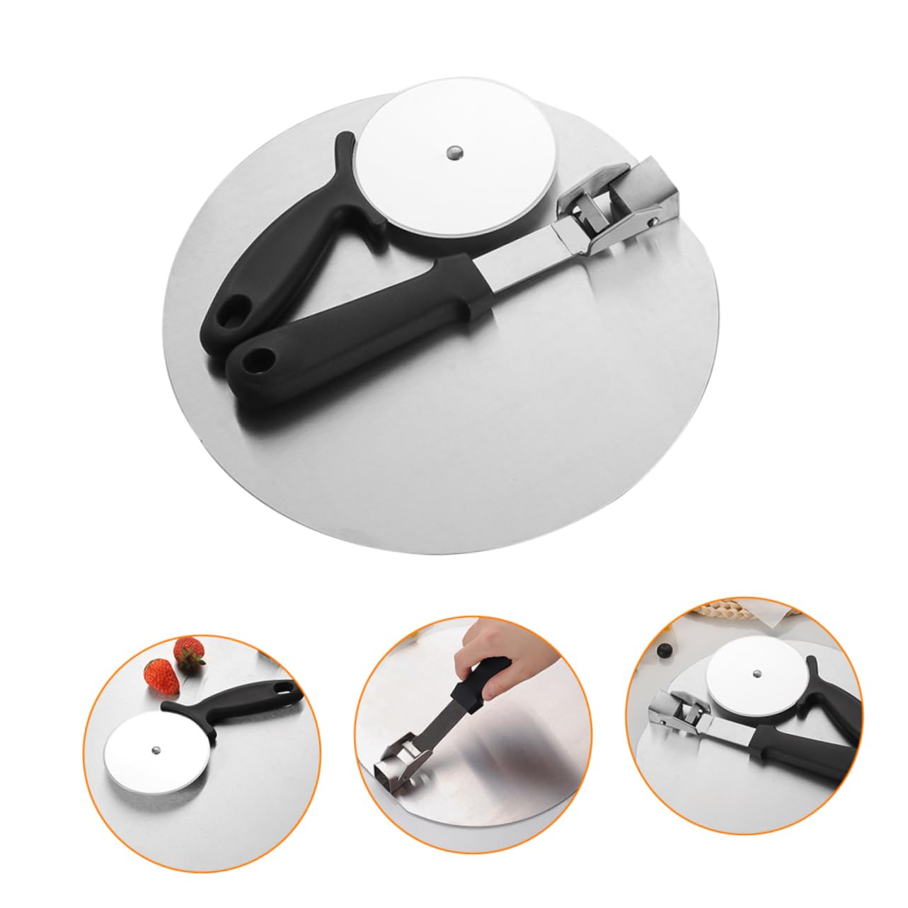 1 Set Cortador de Pizza de Acero Inoxidable Pala de Pizza Diseño Ergonómico para Cortar Tartas y Pan en Cocina Profesional y Doméstica