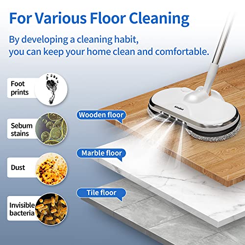 Cordless Electric Mop for Floor Cleaning, AlfaBot WS-24 Electric Spin Mop, Electric Mop with Water Sprayer and LED Headlight, Lightweight & Rechargeable Floor Scrubber for Hardwood Tile Floors - Image 5