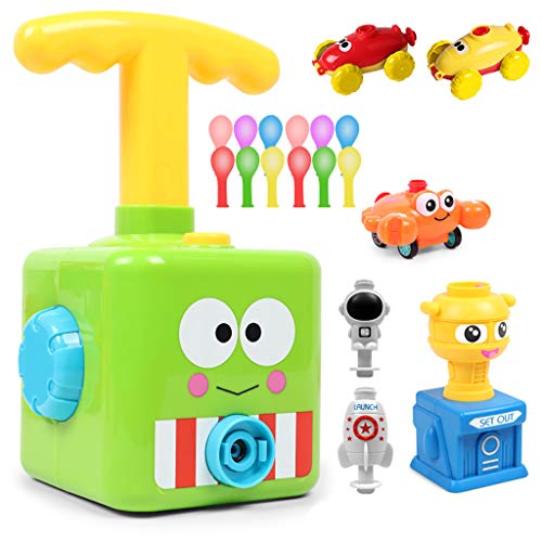 Balloon Powered Launch Car, Balloon Powered Cars Balloon Racers Aerodynamic Cars Stem Toys, Balloon Air Powered Vehicle Set, Balloon Race Car Toy Creative Inflatable Balloon Pump Car (Green Frog)