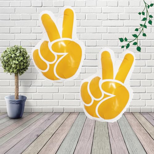 Image of Groovy Balloons 6Pcs Retro Hippie Balloon Daisy Peace Sign Groovy Hand Balloon for Groovy Birthday Party Decorations Groovy Party Decorations Groovy Baby Shower Decor Supplies