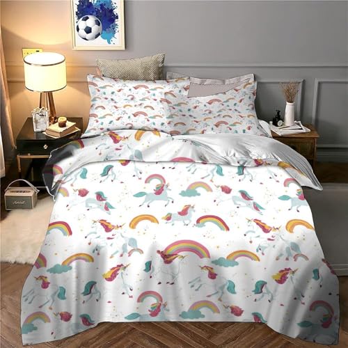 Housse de couette licorne respirante et hypoallergénique en microfibre douce 3D