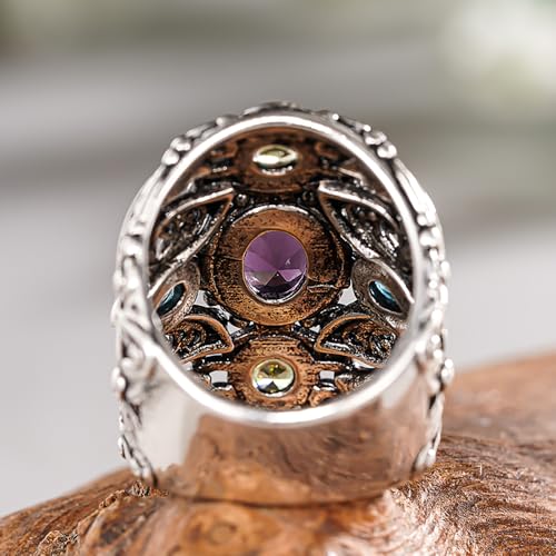 Vintage Silver Color Wide Ring for Women Bright Cubic Zirconia Jewelry for Anniversary4