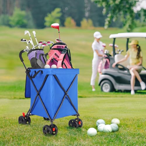 Faltbarer Einkaufstrolley mit 4-Rädern, Trolley Einkaufswagen klappbar & modern groß 56L, 54,4 kg Kapazität, minimalistisch für Haustiere, Outdoor, Camping, Einkaufen, Sport, Garten-Blau – Bild 7