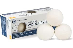 GE Appliances XL 3" Reusable Wool Laundry Dryer Balls, Eco-Friendly Fabric Softener...