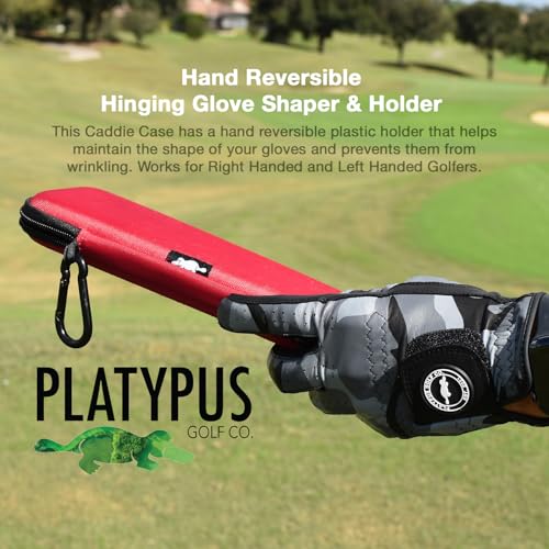 Image of Platypus Golf Co. Golfing Caddie Hard Travel Case Organizer - Hinging Glove Shaper & Holder - Mesh Pocket & Storage Slots for Phone, Tees, Divot Tools & Ball Markers - Golfers Cases for Men & Women