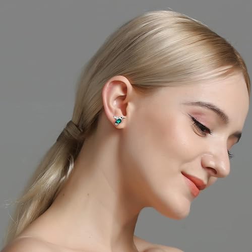 Miniatura 4 de Jewever Pendientes de plata de ley 925 con circonita cúbica azul para mujer, regalo de joyería plateada