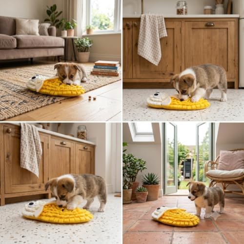 Image of Snuffle Mat for Dogs, Interactive Feeding Mat for Boredom and Slow Eating, Nosework Training Puzzle Toy for Dogs and Puppies, 18x32 CM, Travel Use (Banana Fun)
