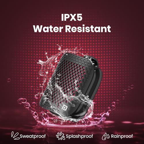 Portronics Talk Five 3W Wearable Bluetooth Speaker with Mic, Spring Clip-On, Upto 10Hours Playtime, IPX5 Water/Dust Resistant, Bluetooth 5.3v, Big Buttons, Portable Speaker with Microphone (Black) 6 51l6whWr9+L