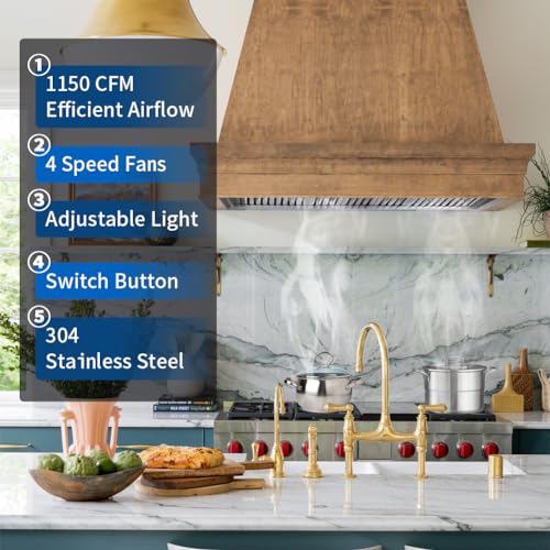 Fh Fohome M01-48 Inch Built-In Range Hood, 4-Speed 1150 Cfm Super Quiet Stainless Steel Range Hood thumb #2