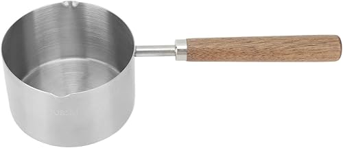 Miniatura 5 de Mini cacerola 304 estilo madera agarre evitar quemaduras portátil leche calentador de leche estilo madera para acero inoxidable olla cómoda 6.8 fl