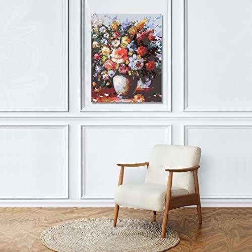 Image of RANGOLI 100% Cotton Stretched Canvas Painting 400 GSM, Framed Flower Vase Abstract Wall Art for Living Room, 3D Paintings for Wall Decor (16 x 23 Inch With Frame)