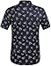 Short Sleeve Button Up Shirts for Men, Summer Shirts for Men Cotton Print Causal for Work, Vacation, Leisure (X-Large, Navy)