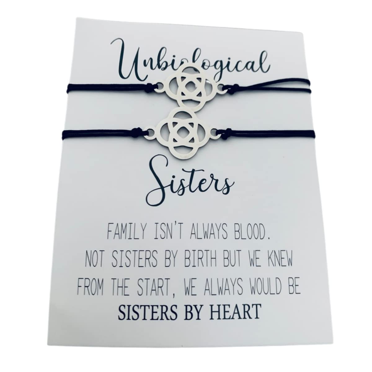 Unbiological Sister Charm Bracelets, Stainless Steel 2pc Sisters At Heart Knot, Best Friend, Friendship Jewelry, Adjustable Best Friend Infinity Bracelets for Women, and Teens