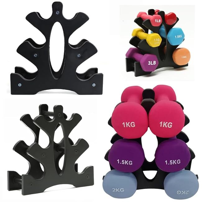 Neoprene Dumbbell Rack Hand Weights Bracket Display Storage Stand Organizer Lightweight Plastic Assemble 6 Position Holder for Hand Weight Dumbbells 1LB-15LBS Gym Fitness