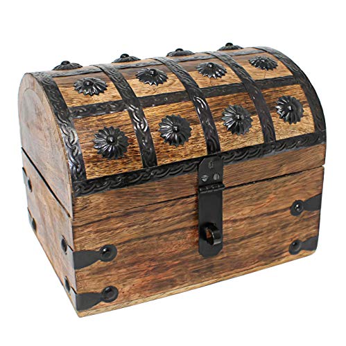 Nautical Cove Treasure Chest Keepsake and Jewelry Box Wood - Toy Treasure Box Large (8x6x6)