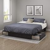 South Shore Step One Platform Bed with 2 Drawers, Full/Queen 60-Inch, Gray Oak