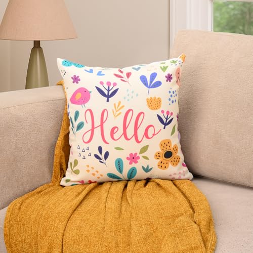 Image of Wakefit Printed Cushion Cover | 16X16 inch | Set of 5 | Multicolour Throw Pillow Covers | Machine Washable | Hello Cuties