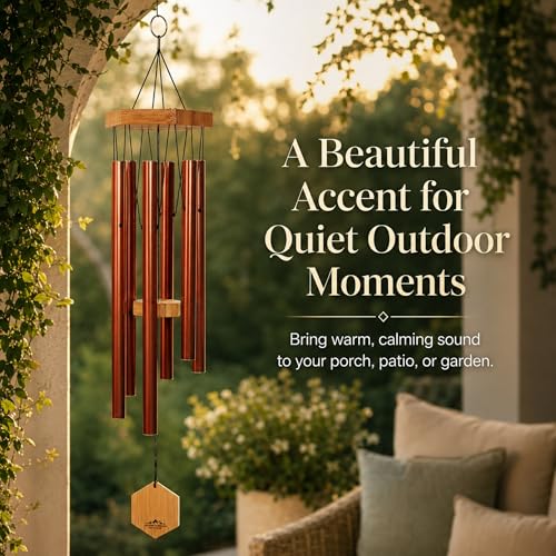 Copper Red Wind Chimes for Outside, 29 Inch Hand Tuned G Major Pentatonic Wind Chime, Memorial Sympathy Gift for Loss of Loved One, Deep Tone Aluminum Bamboo Garden Patio Porch Decor