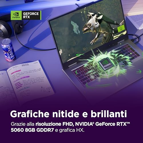 LOQ Gaming Notebook 17.3" FHD (1920x1080) 165Hz, Intel Core i7-13700HX, RAM 16GB, 1TB SSD, NVIDIA GeForce RTX 5060 8GB GDDR7, Windows 11, Tastiera Retroilluminata - Luna Grey - Notebook - Immagine 3
