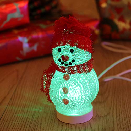 SOLUSTRE 2pcs Christmas Led Snowman Night Light Desktop Lamp for Bedroom Decorative Home Decorations Hat Assorted Style - Image 4
