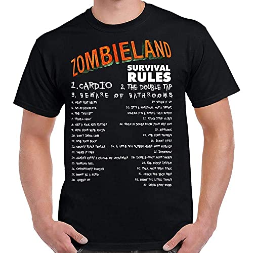 BHGF Zombieland Survival Rules T-Shirt Short-Sleeved Shirt Top Sweatshirt Black One Size