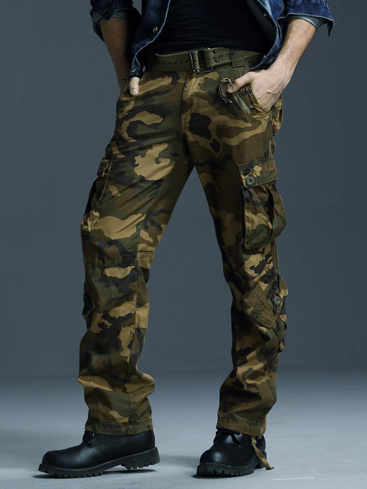 Aeslech Homme Pantalon Cargo Militaire avec 8 Poches Baggy Pantalon de Combat d'extérieur de Travail