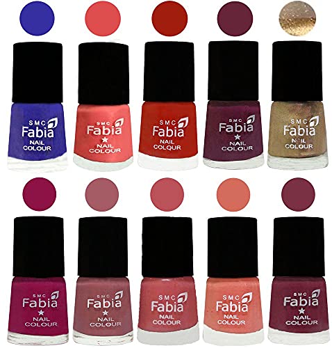 Image of ALL IN ONE (PACK OF 10), Long Lasting Glossy Nail Polish, 6 ml Each, All Vibrant Colours,01795