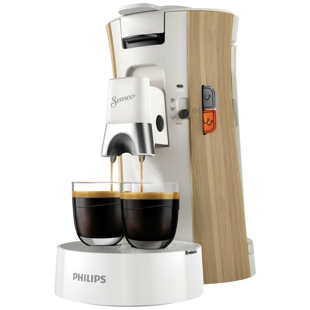 PHILIPS SENSEO Select Máquina de café de almohadilla, función Intensity Plus Memo, Crema Plus, acabado blanco seda mate (CSA240/05) | 1 o 2 tazas Coffee Boost, Crema Plus, función Memo, Caño regulable en altura, 0,9 L (CSA240/05)