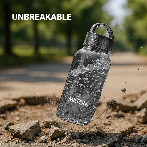 Image of MILTON Fashion 500 Pet water bottle, 430 ml|Tritan Plastic|Leak-Proof, BPA-Free, Sturdy Handle|Reusable Water bottle for fridge|Perfect for Office, Travel, Gym Tumbler Bottle for Men and Women, Black
