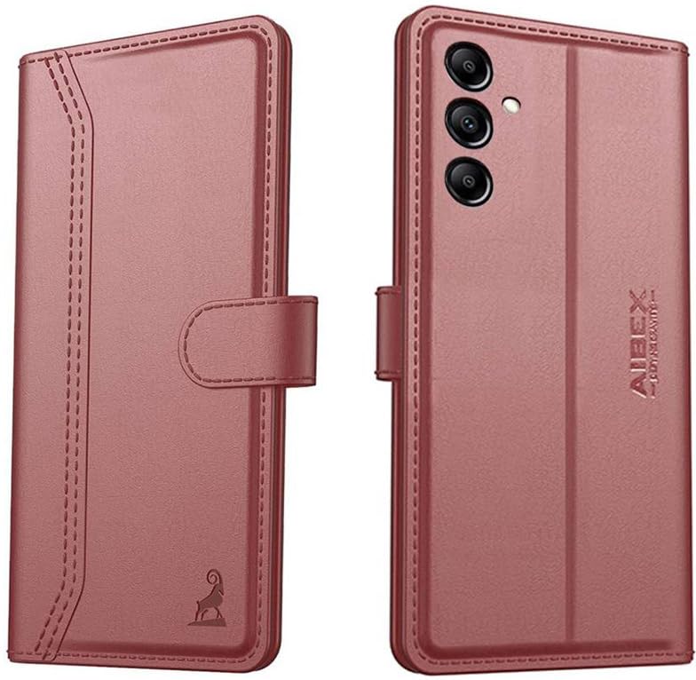 Image of AIBEX Compatible for Samsung A05S Flip Cover Leather Finish | Inside TPU with Card Pockets | Wallet Stand | Complete Protection Flip Case - Brown