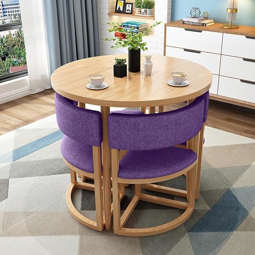 Juego de mesa de comedor redonda para 4 – 5 piezas de sillas de cocina con marco de metal para apartamentos pequeños, ideal para conferencias y uso en comedor