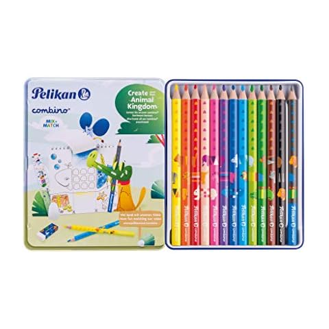 Pelikan Combino Mix and Match, Lápices de Colores Jumbo, Triangulares y Ergonómicos Cover
