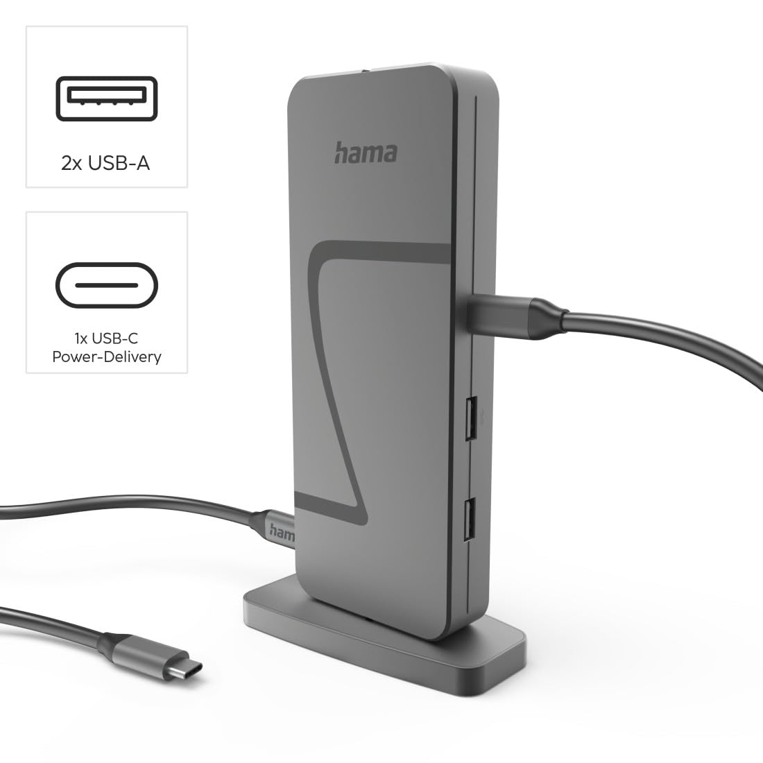 Hama | Docking Station USB-C Connect2Office 10 Puertos 140W | Con HDMI, DisplayPort, Ethernet, 4 USB-A y 3 USB-C para ampliar la conectividad y productividad, Aluminio
