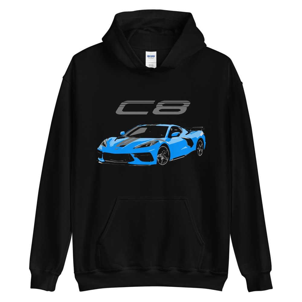 2021 2022 Rapid Blue Sports Car C8 Owner Męska bluza z kapturem