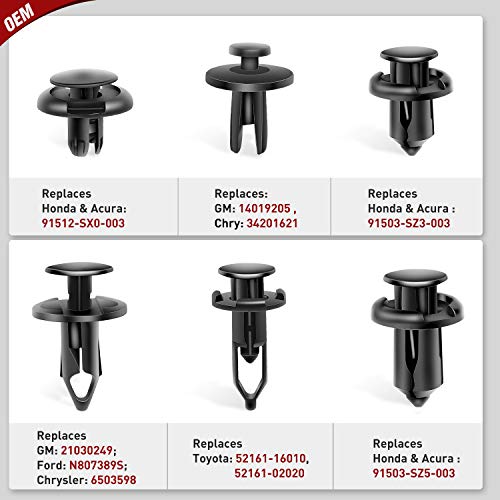 Image of Nilight Car Retainer Clips Fastener Remover 6.3mm 8mm 9mm 10mm Expansion Screws Replacement Kit Bumper Push Rivet Clips for GM Ford Toyota Honda Chrysler,2 Years Warranty, 120PCS Clips & Remover