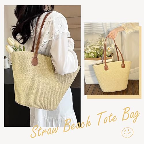 Image of Crochet Beach Bag Woven Tote Bag Summer Crochet Purses for Women handbag Boho Shoulder Bags for Travel Vacation
