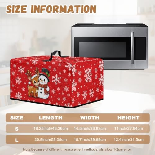 Image of Microwave Oven Cover Small Appliance Dust Cover Protective Toaster Oven Protector for Kitchen Christmas Party Decor, L, Snowman Reindeer Snowflake Red