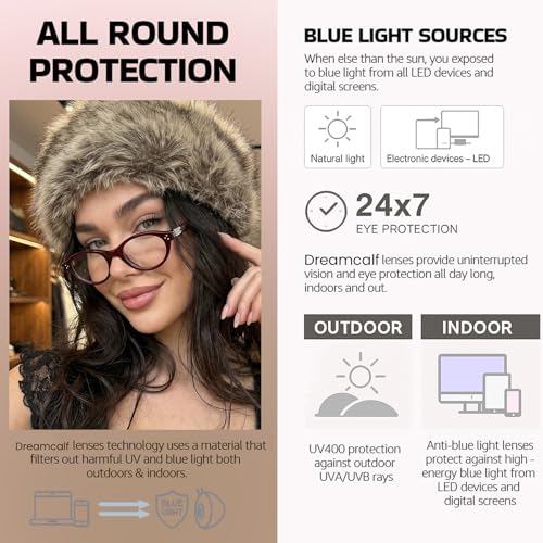 Image of DreamCalf Rectangle Fake Glasses for Women Trendy Y2K Office-Siren Blue Light Glasses with Clear Lenses