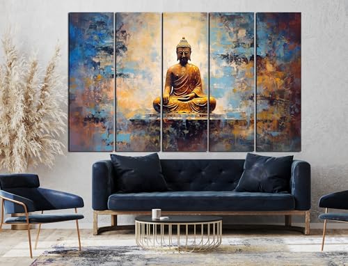 Image of CN RETAILS Lord Budha Beautiful flowers painting with frame Big Size(48x30) Wall art for living room,Bedroom,Drawing room,Hotels-Wooden Framed-Digital Painting ss04 07