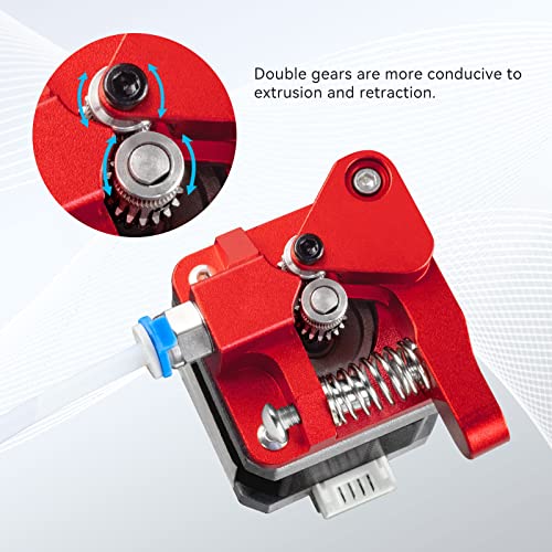 Redrex Dual Gear Extruder Extrudeuse MK8 à Double Engrenage Métal Drive Feeder Upgrade pour Ender 3 V2,Ender 3 Pro,Ender 3 Neo Series,Ender 5 Series,CR10 Serie,Voxelab Aquila(Arbre Moteur>21.5mm)