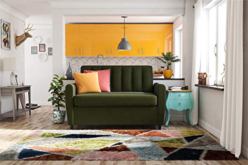 Novogratz Brittany Sleeper Sofa with Memory Foam Mattress, Green Linen, Twin