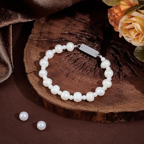 Bracelet perles d'eau douce naturelles 8mm pour alerte médicale interchangeable - 4