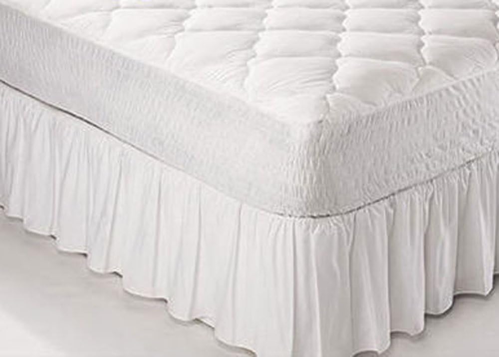 **Textile.Plus** Poly Cotton Frilled Platform Base Valance Sheets Double White