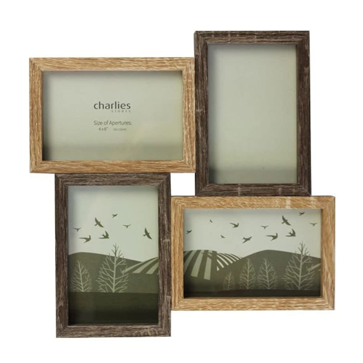 Charlies Wooden Effect Photo Collage Picture Poster Frame - 4 Frames